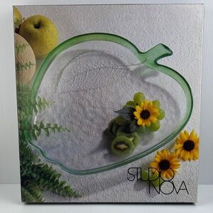 Studio Nova Glass Platter Green Apple Pattern 16 inches
